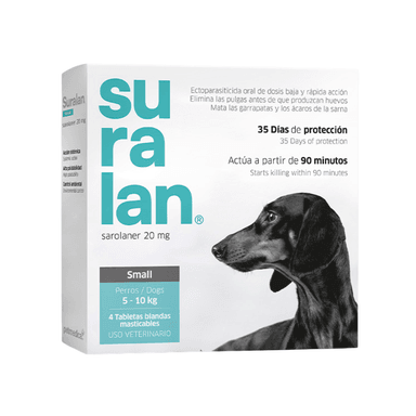 ANTIPULGAS PARA PERRO SURALAN SMALL 5 - 10 KG X4 TABLETAS