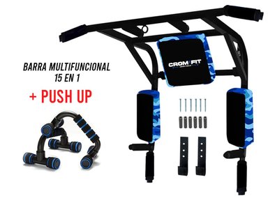 BARRA CROM FIT 15 EN 1 DOMINADAS MULTIFUNCIONAL + PUSH UP