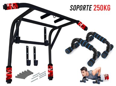 BARRA CALISTENIA CROM FIT 2 EN 1 PARALELAS + PUSH UP