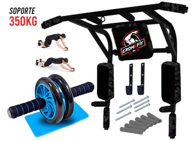 BARRA CALISTENIA CROM FIT 15 EN 1 CROSSFIT + RUEDA ABDOMINAL - 2