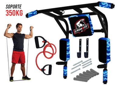 BARRA DOMINADAS CROM FIT 15 EN 1 CROSSFIT MULTIFUNCIONAL + LIGA RESISTENCIA - 2