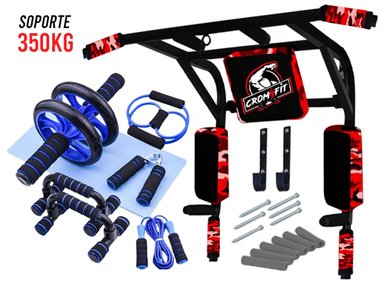 BARRA MULTIFUNCIONAL CROM FIT 15 EN 1 PARALELAS FONDO + KIT 6 EN 1