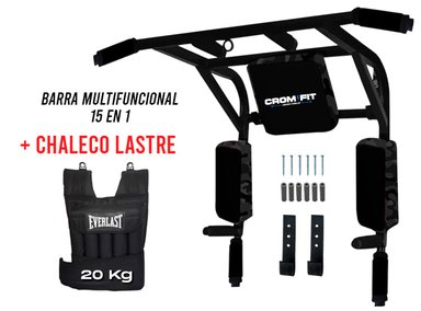 BARRA CROM FIT 15 EN 1 MULTIFUNCIONAL PARALELAS + CHALECO CROSSFIT 20KG
