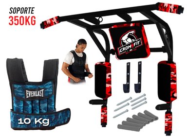 BARRA CROM FIT 15 EN 1 SOPORTE 350KG MULTIFUNCIONAL DOMINADAS + CHALECO REGULABLE 10KG - 2