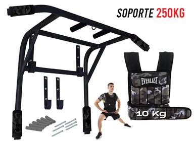 BARRA MULTIFUNCIONAL CROM FIT 2 EN 1 CROSSFIT PARALELAS + CHALECO PESO 10KG - 2