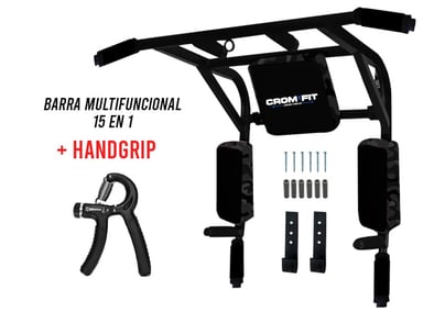 BARRA CROM FIT 15 EN 1 CROSSFIT PARALELA + HAND GRIP REGULADOR 60KG - 1