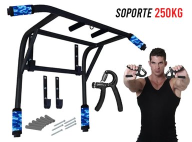 BARRA CROM FIT 2 EN 1 DOMINADAS MULTIFUNCIONAL + HANDGRIP CON REGULADOR 60KG