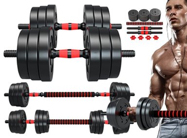SET PESAS 20KG CONVERTIBLES + RUEDA ABDOMINAL + GUANTES GRATIS - 2