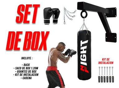 RACK CROM FIT + SACO BOX 1.20M + GUANTES BOX + CADENA