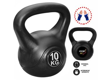 PESA RUSA KETTLEBELL PVC 10KG CROSSFIT GYM + GUANTES