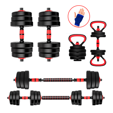 PESAS 30KG CONVERTIBLES + GUANTES GRATIS - 1