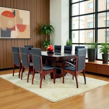 COMEDOR FORMAS RECTANGULAR 8 SILLAS GRIS PARDO HOME LUCY