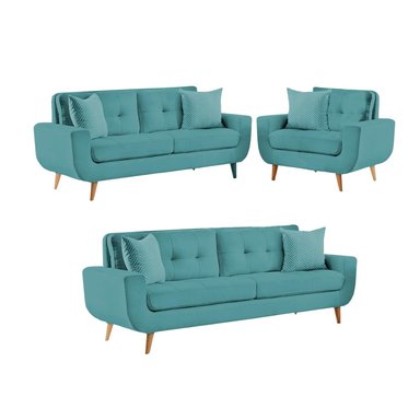 JUEGO SALA FORMASHOME LINDA 3-2-1 CUERPOS TURQUESA