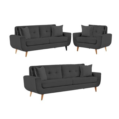 JUEGO SALA FORMASHOME LINDA 3-2-1 CUERPOS NEGRO