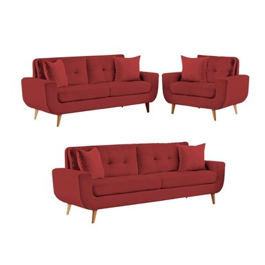 JUEGO SALA FORMASHOME LINDA 3-2-1 CUERPOS ROJO