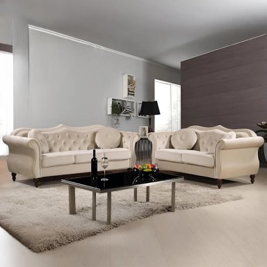 JUEGO SALA FORMASHOME BODO 3-2 CUERPOS terciopelo BEIGE