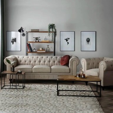 JUEGO SALA FORMASHOME CHESTERFIEL 3-1 CUERPOS BEIGE