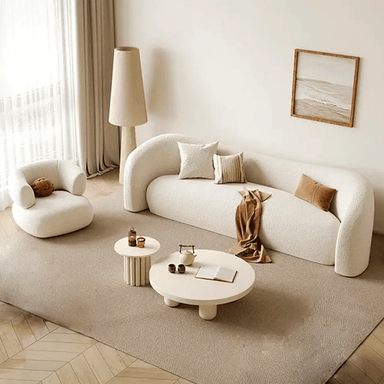 SOFÁ CURVO LOGI + BUTACA FORMAS HOME – TAPIZ KIRA, 3 CUERPOS