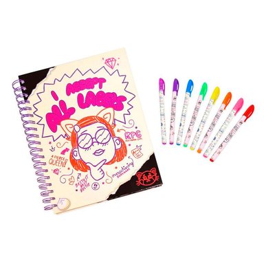 CUADERNO JUST PLAY CON PLUMONES GEL TURNING RED - 1