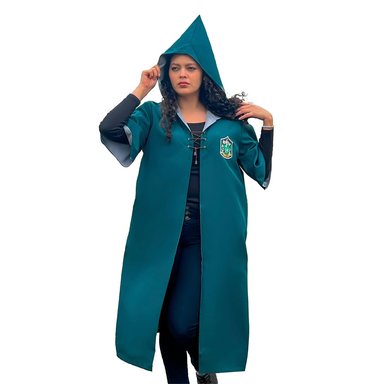 DISFRAZ HOMBRE VERDE HARRY POTTER TÚNICA CAPA QUIDDITCH SLYTHERIN HALLOWEEN