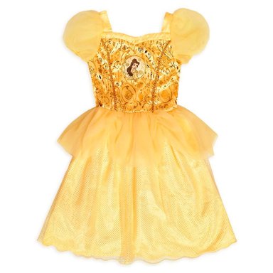 VESTIDO LARGO NIÑA DISNEY STORE DORADO PRINCESA BELLA