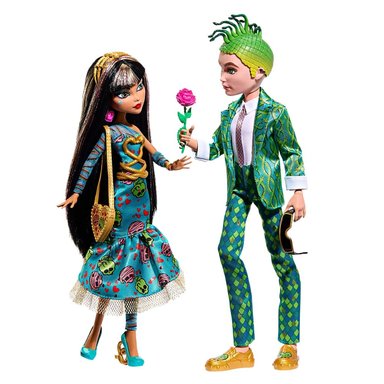 SET MATTEL MUÑECOS MONSTER HIGH CLEO Y DEUCE HOWLIDAY LOVE EDITION - 1