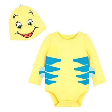 DISFRAZ ALGODÓN UNISEX DISNEY STORE AMARILLO FLOUNDER LA SIRENITA BODY BEBÉ