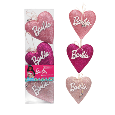 SET X3 CORAZONES NAVIDEÑOS BARBIE DE ÁRBOL 12 CM