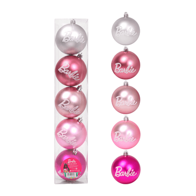Set de Bolas Navideñas Barbie X5 unds 8cm Modelo 1