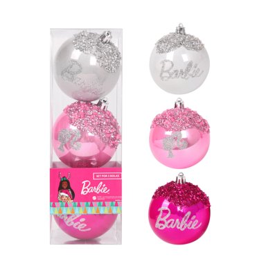 SET X3 BOLAS NAVIDEÑAS BARBIE DE ÁRBOL  8 CM MODELO 3
