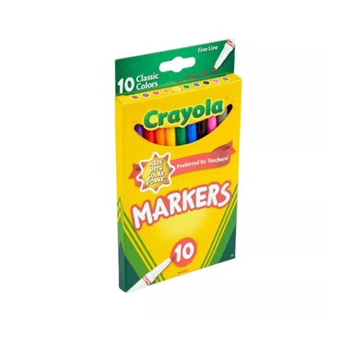 CAJA DE PLUMONES DELGADOS CRAYOLA 10 COLORES CLÁSICOS - 2