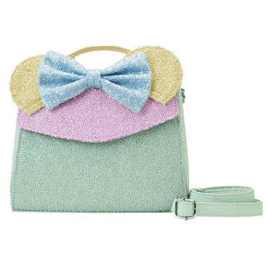 CARTERA LOUNGEFLY MULTICOLOR CROSSBODY MINNIE MOUSE LENTEJUELAS PASTEL