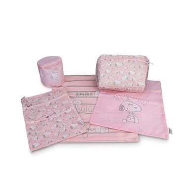 Set 5 Bolsas Organizadoras Snoopy Rosado