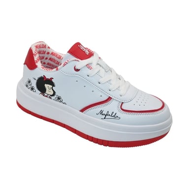 ZAPATILLAS MUJER MAFALDA CASUAL BLANCO Y ROJO - 1