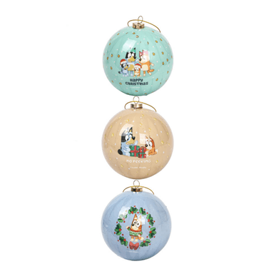 SET DE BOLAS NAVIDEÑAS BLUEY X3 UNDS 8CM MODELO 1 - 2