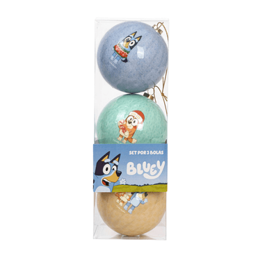 SET DE BOLAS NAVIDEÑAS BLUEY X3 UNDS 8CM MODELO 2 - 3