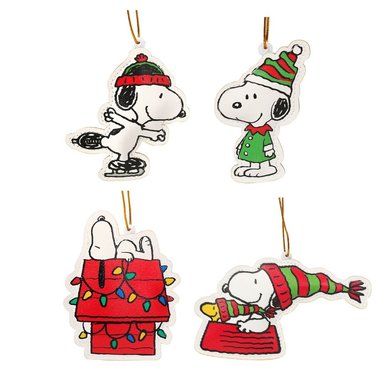 SET DE ADORNO ARBOL NAVIDAD SNOOPY X4 UNDS 12CM