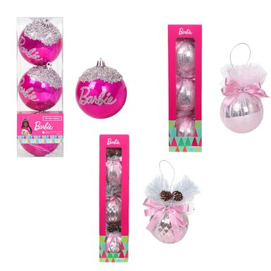 TRIPACK BOLAS NAVIDAD BARBIE 8 CM CON 3 MOD 4 + 3 MOD 1 + 3 MOD 2