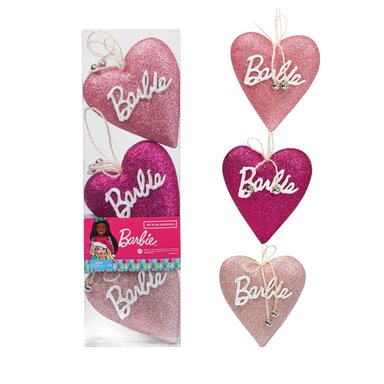 TRIPACK DECORACIÓN NAVIDAD BARBIE CON 2 BOLAS 10 CM + 6 BOLAS 8 CM + 2 CORAZONES 12 CM - 4