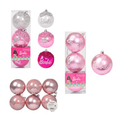 TRIPACK BOLAS NAVIDAD BARBIE 8 CM CON 3 MOD 3 + 3 MOD 5 + 6 MOD 4