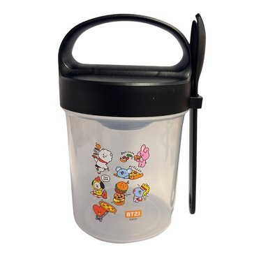 CONTENEDOR BT21 CON CUCHARA PERSONAJES COMPLETOS KPOP KAWAII 560 ML
