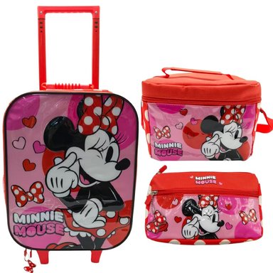 PACK ESCOLAR MALETA MINNIE MOUSE ECO ROJO OFICIO