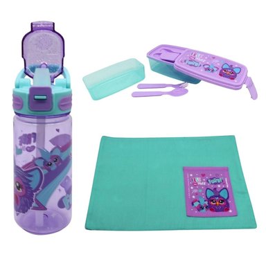 PACK ESCOLAR FURBY TOMATODO CON CAÑITA 500ML + TAPER DOBLE NIVEL + INDIVIDUAL