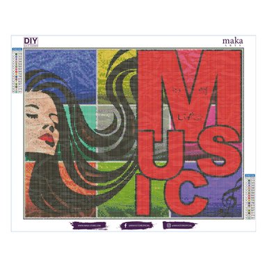 DIAMOND PAINTINGS MAKA - I LOVE MUSIC 40X50 CM | BLANCO - 2