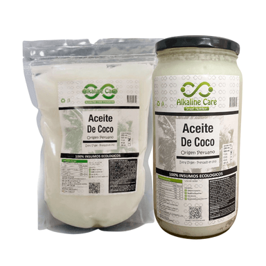 SET ALKALINE CARE ACEITE DE COCO ORGÁNICO 1 LT SACHET + 1 LT FRASCO DE VIDRIO - 1