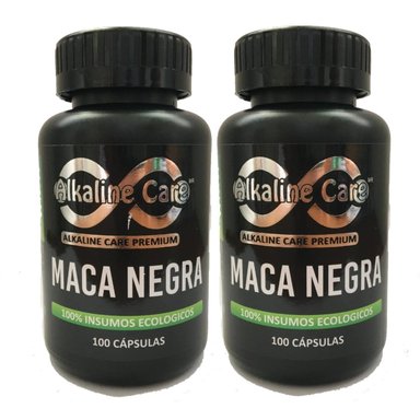 CÁPSULAS ALKALINE CARE MACA NEGRA 2 FRASCOS 100 UNIDADES CADA UNO