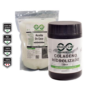SET ALKALINE CARE ACEITE DE COCO SACHET 500 ML + COLÁGENO HIDROLIZADO 300 GR