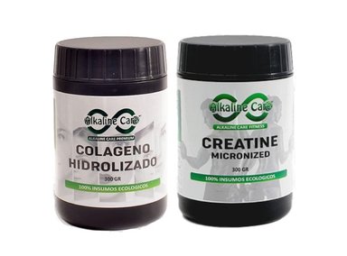 COLÁGENO HIDROLIZADO ALKALINE CARE POLVO 300G + CREATINA CON MACA NEGRA 300G