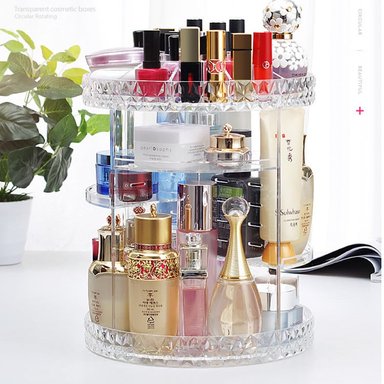 ORGANIZADOR ACRILICO TRANSPARENTE MAQUILLAJE GIRATORIO 360 GRADOS
