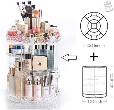 ORGANIZADOR ACRILICO TRANSPARENTE MAQUILLAJE GIRATORIO 360 GRADOS - 2